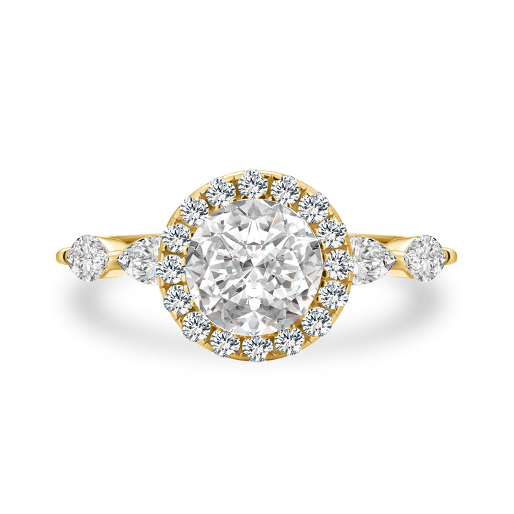 Rodiffy Moissanite 1.0 Ct Halo Round Cut Yellow Gold Promise Ring