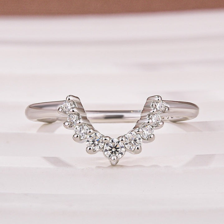 Moissanite 0.5Ct White Gold Contoured Ring