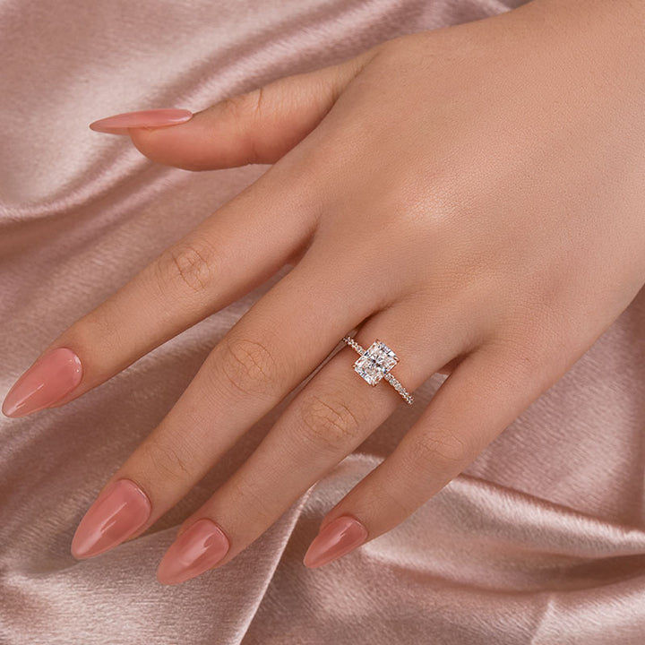 Rodiffy Moissanite 2.0 Ct Radiant Cut Rose Gold Engagement Ring