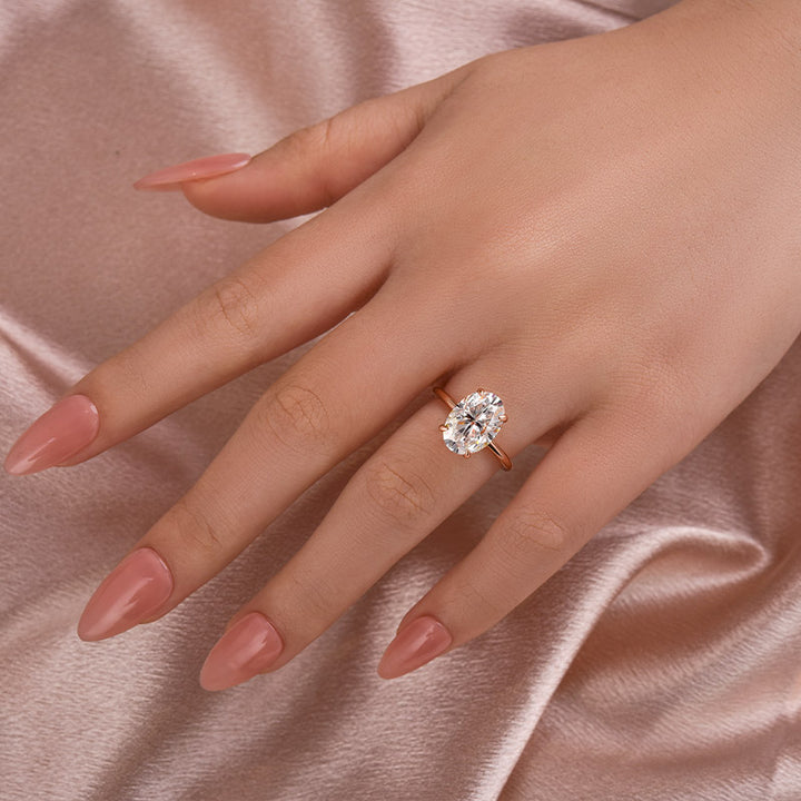 Rodiffy Moissanite 4.0 Ct Oval Cut Rose Gold Promise Ring For Women