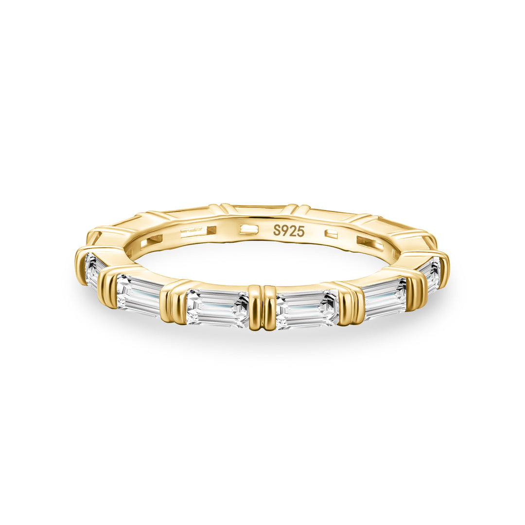 Moissanite 2.0Ct Yellow Gold Emerald Cut Eternity Wedding Ring