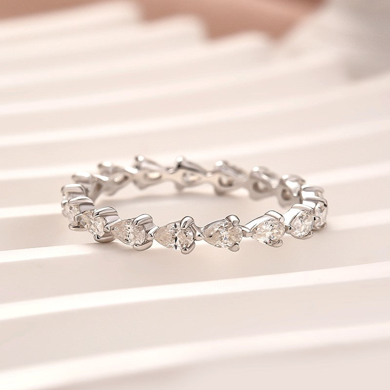 Full Eternity Pear Cut White Gold Wedding Band