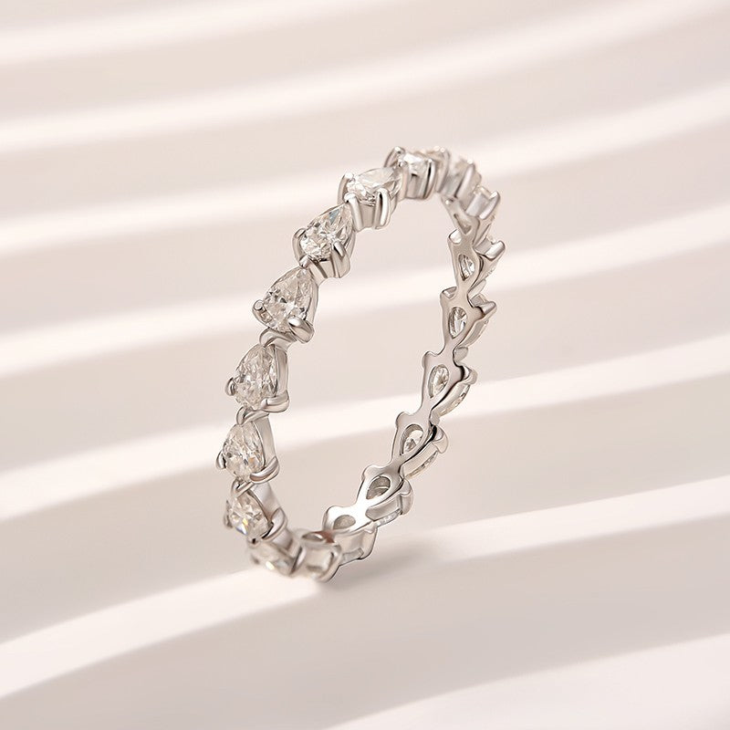 Full Eternity Pear Cut White Gold Wedding Band