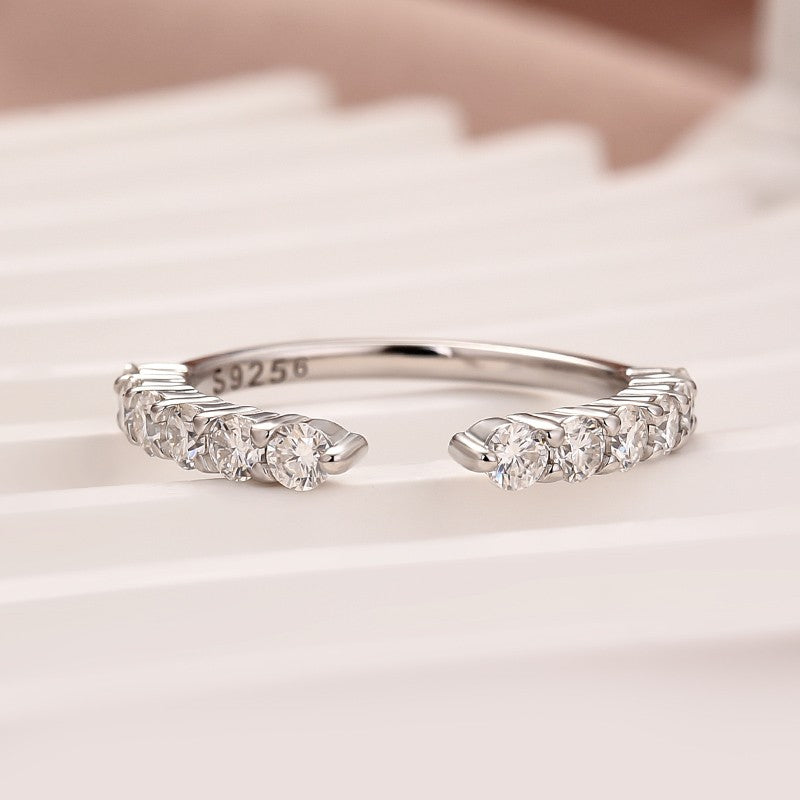 Open Round Cut White Gold Wedding Band