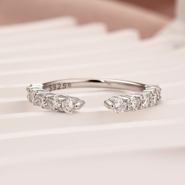 Open Round Cut White Gold Wedding Band