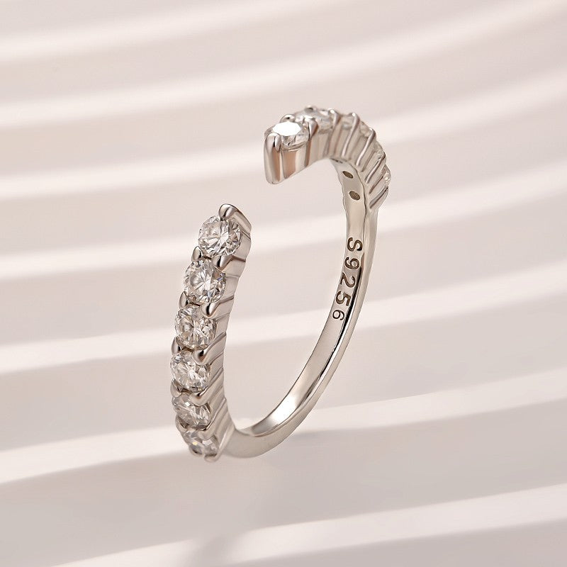 Open Round Cut White Gold Wedding Band