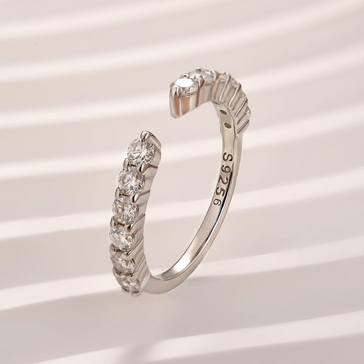 Open Round Cut White Gold Wedding Band