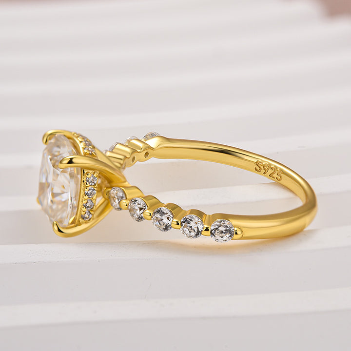 Rodiffy Moissanite 2.0 Ct Yellow Gold Cushion Cut Bridal Ring