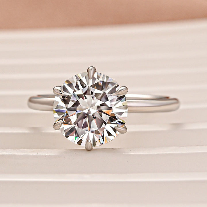 Rodiffy Moissanite 3.0 Ct Round Cut 6 Prong Engagement Ring For Women