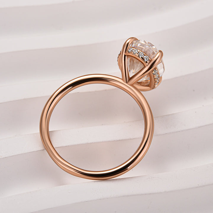Rodiffy Moissanite 4.0 Ct Oval Cut Rose Gold Promise Ring For Women