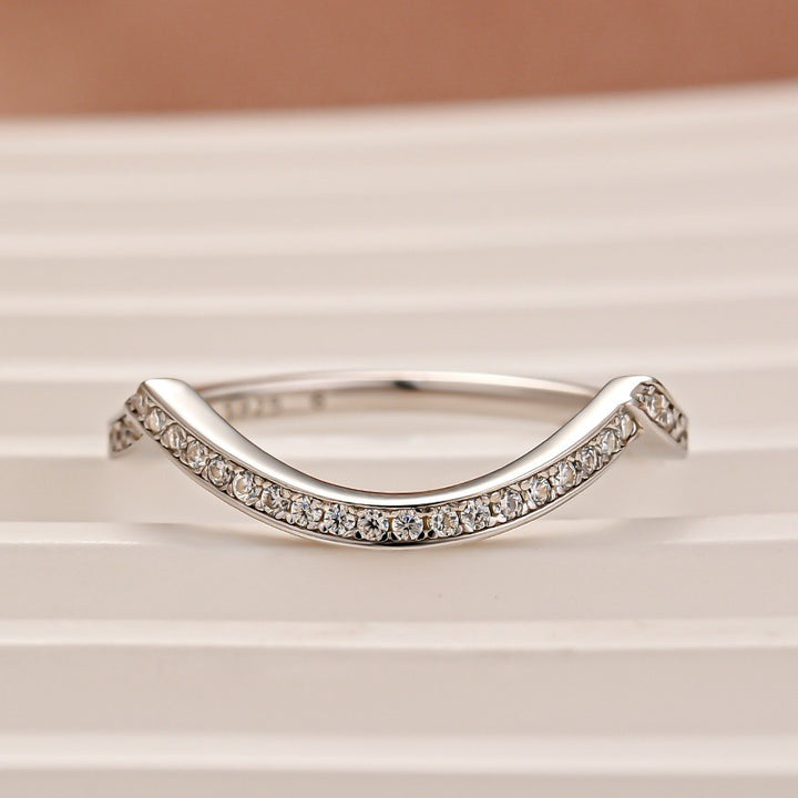 0.5Ct Round Cut White Gold Curve Channel Set Wedding Band In Sterling Silver