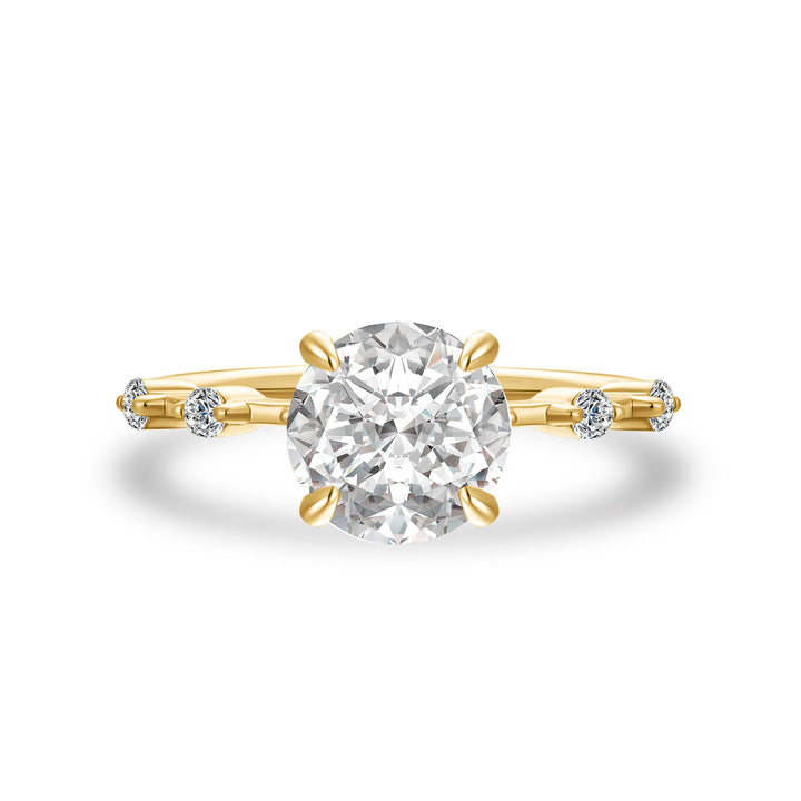 Moissanite 2.0 Ct Round Cut Yellow Gold Promise Ring For Women