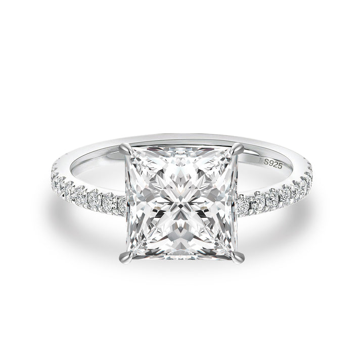 Rodiffy Moissanite 3.0 Ct Square Princess Cut White Gold Bridal Ring