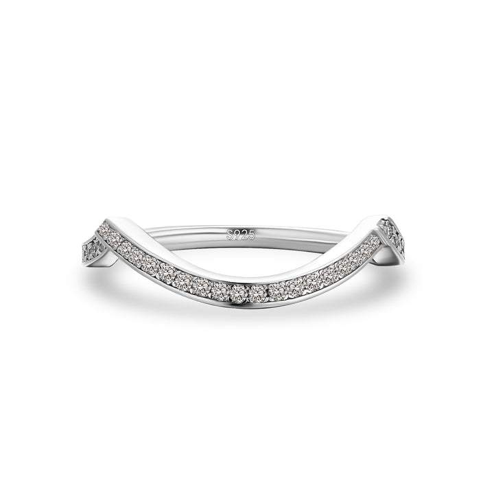 0.5Ct Round Cut White Gold Curve Channel Set Wedding Band In Sterling Silver