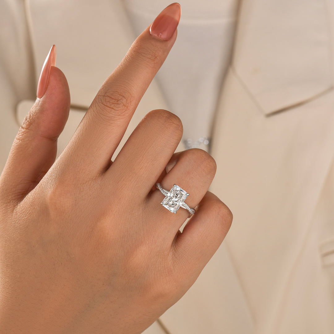 Moissanite 3.5Ct Radiant Twist Promise Ring In 925 Sterling Silver
