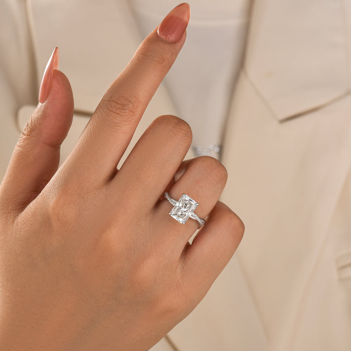Moissanite 3.5Ct Radiant Twist Promise Ring In 925 Sterling Silver