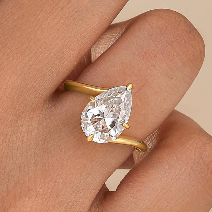 Moissanite 3.5Ct Pear Cut Solitaire Promise Ring Travel Ring In Sterling Silver