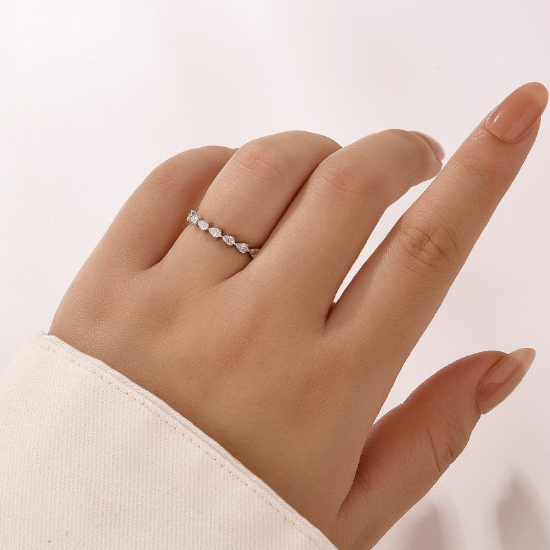 Full Eternity Pear Cut White Gold Wedding Band