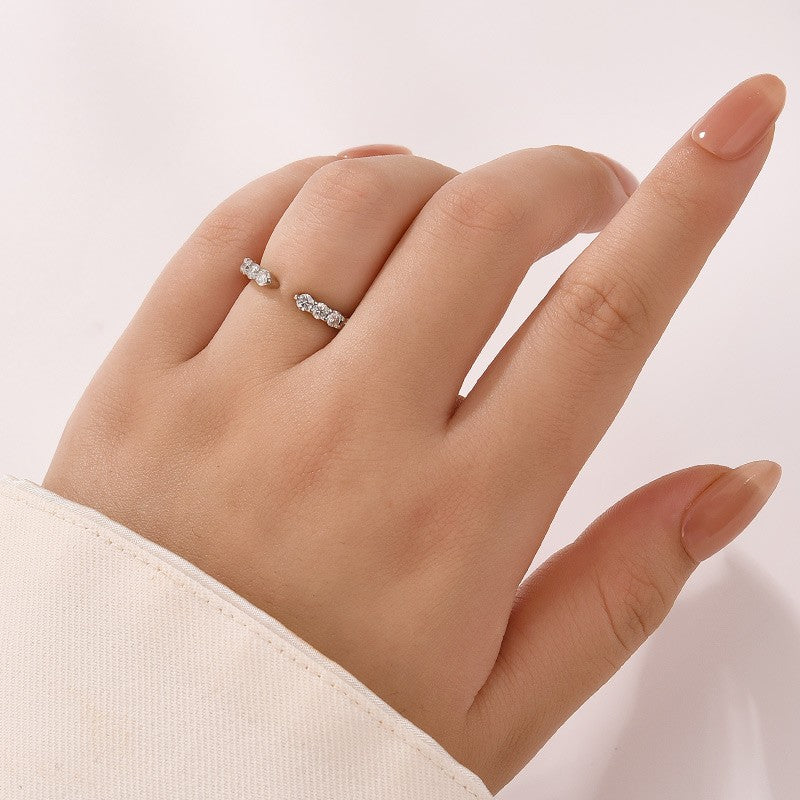 Open Round Cut White Gold Wedding Band