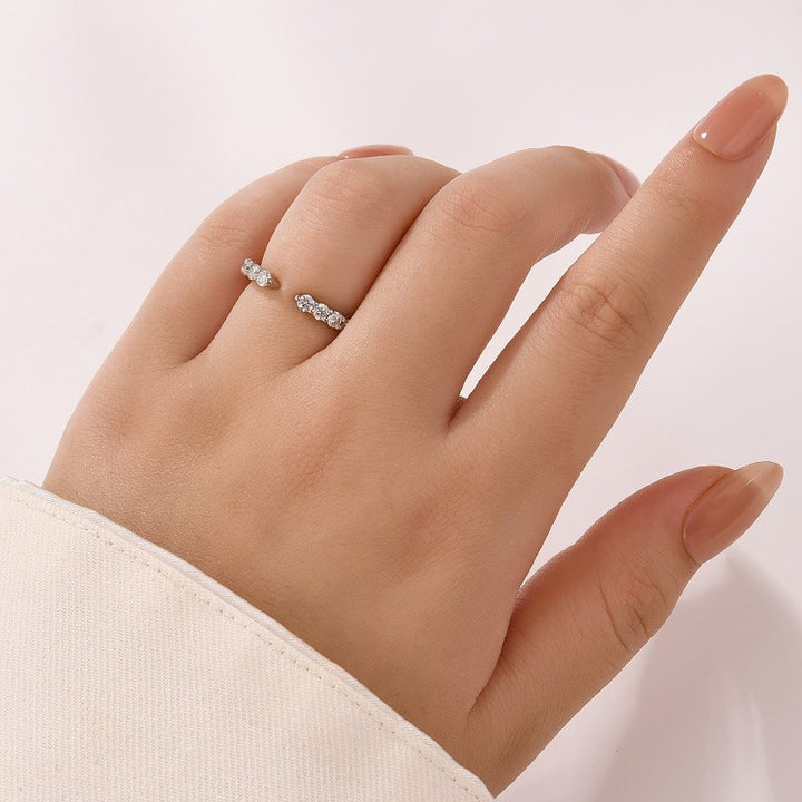 Open Round Cut White Gold Wedding Band