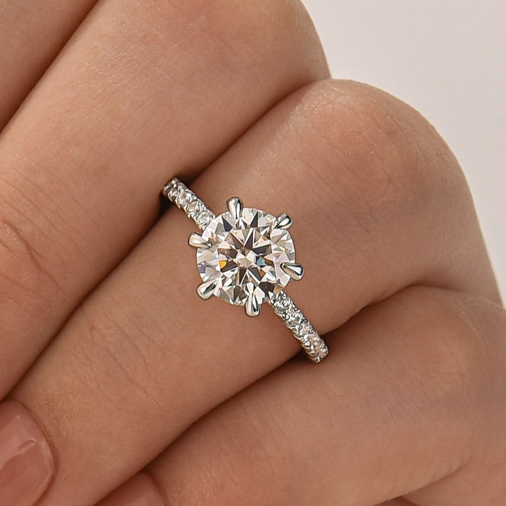 Rodiffy Moissanite 2.0Ct Round Cut 6 Prong Promise Rings For Women