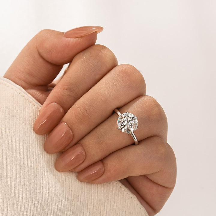 Rodiffy Moissanite 3.0 Ct Round Cut 6 Prong Engagement Ring For Women