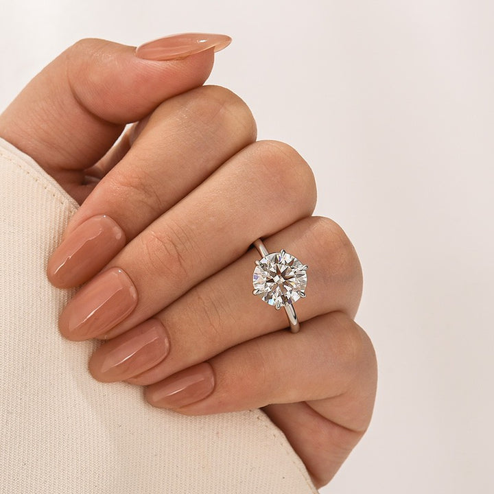 Rodiffy Moissanite 4.0 Ct Round Cut 6 Prong Engagement Ring For Women