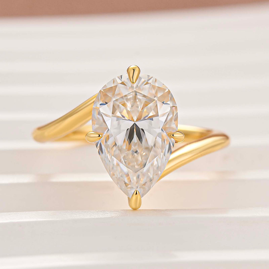 Moissanite 3.5Ct Pear Cut Solitaire Promise Ring Travel Ring In Sterling Silver
