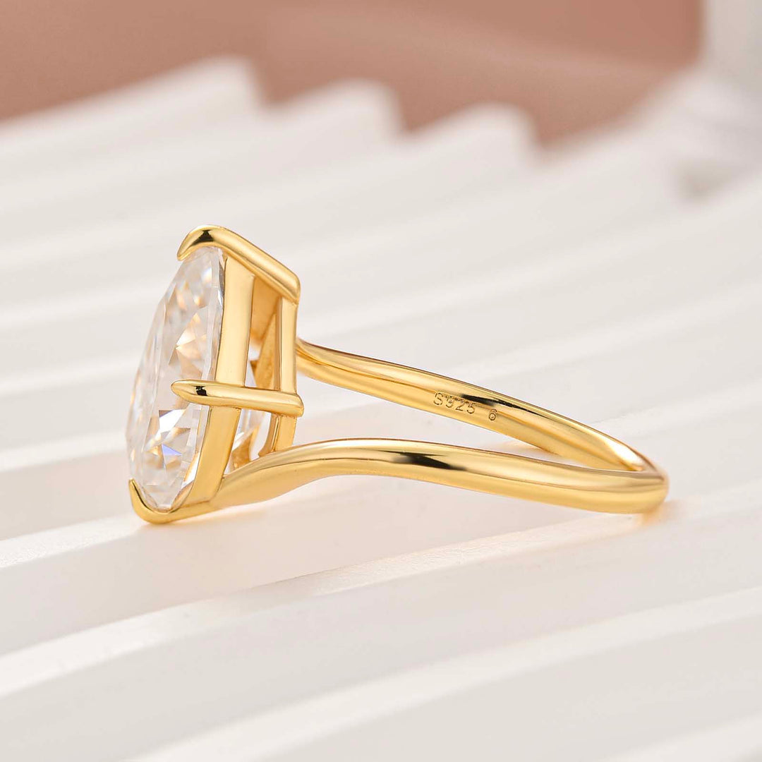 Moissanite 3.5Ct Pear Cut Solitaire Promise Ring Travel Ring In Sterling Silver