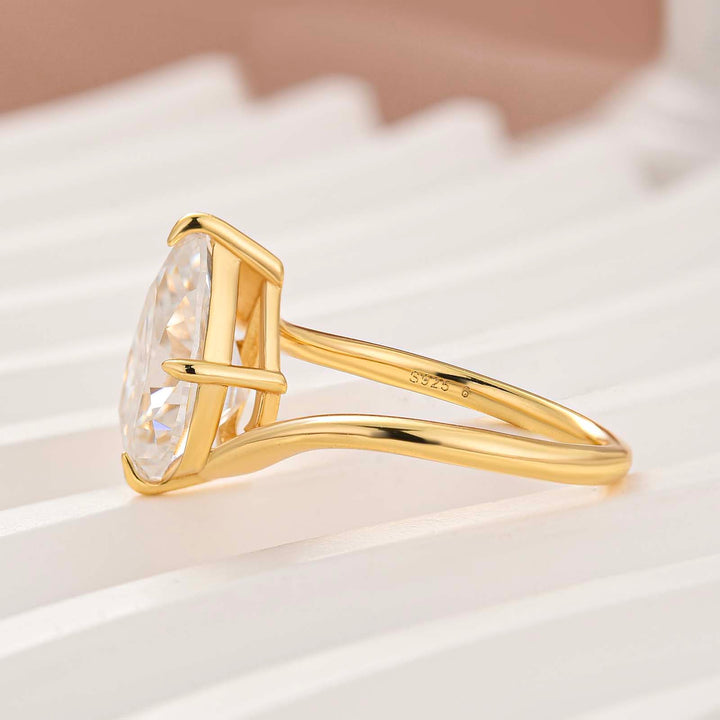 Moissanite 3.5Ct Pear Cut Solitaire Promise Ring Travel Ring In Sterling Silver