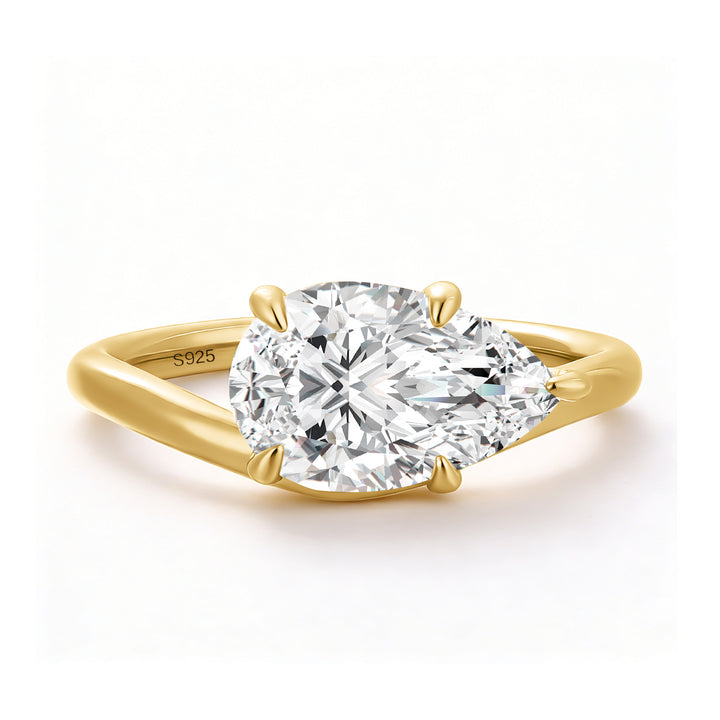 2.5Ct East-West Pear Cut Moissanite Ring in S925 Sterling Silver