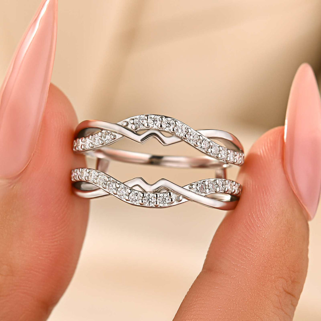Moissanite 0.5Ct Round Cut Stackable Twisted Enhancer Band