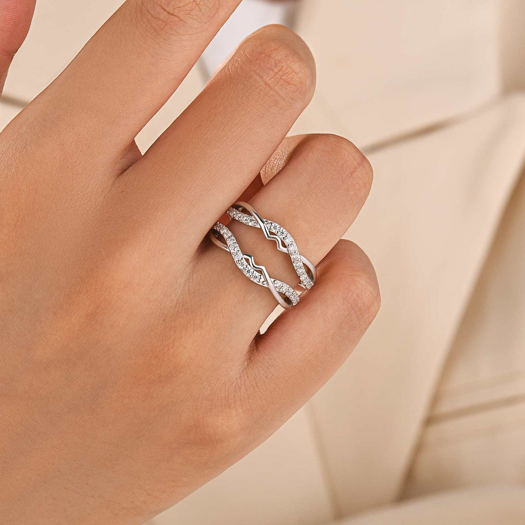 Moissanite 0.5Ct Round Cut Stackable Twisted Enhancer Band