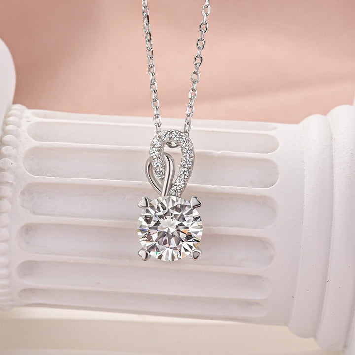 Moissanite 3.0Ct Round Cut White Gold Necklace In Sterling Silver