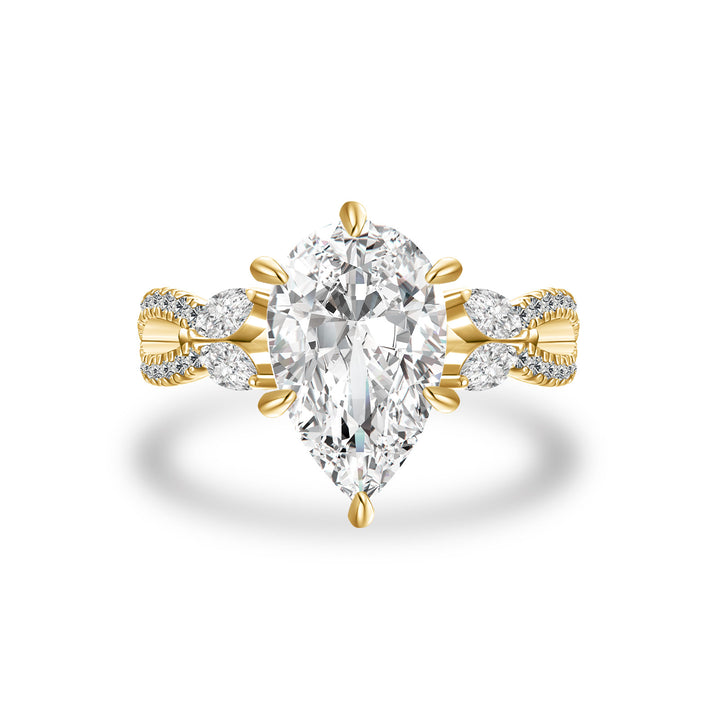 Moissanite Vintage 4.0Ct Pear Cut Twist Engagement Ring Travel Ring In Sterling Silver
