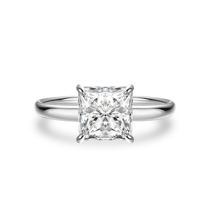 Moissanite 2.0 Ct Princess Cut Solitaire White Gold Promise Ring For Women