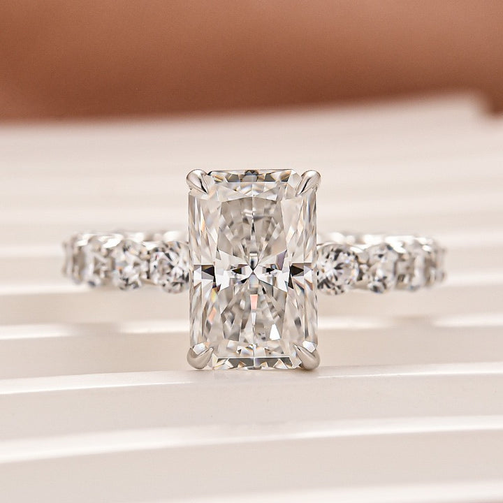 Moissanite 3.5 Ct Radiant Cut White Gold Engagement Ring For Women