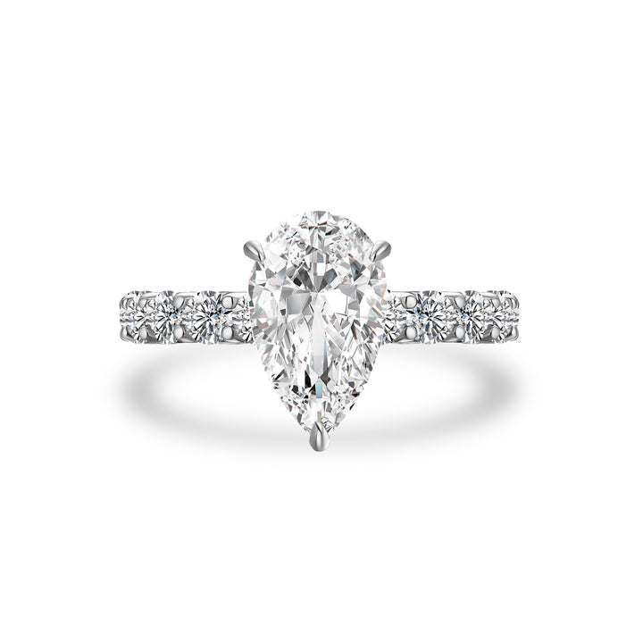 Moissanite 4.0Ct Pear Cut Engagement Ring Travel Ring In Sterling Silver