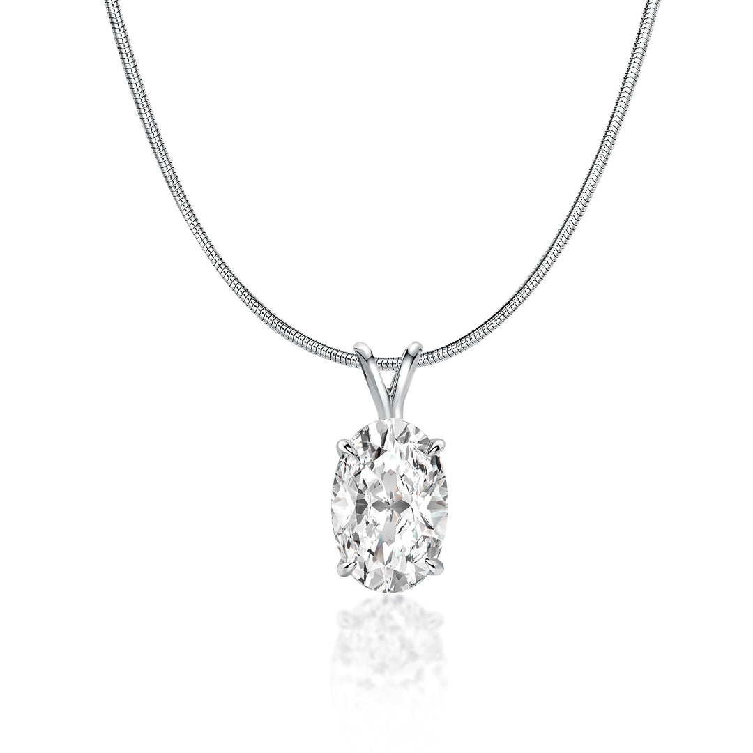 Moissanite 4.0Ct Oval Cut White Gold Pendant Necklace