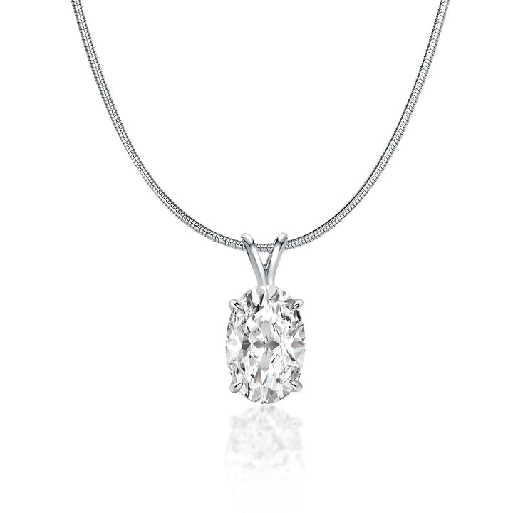 Moissanite 4.0Ct Oval Cut White Gold Pendant Necklace