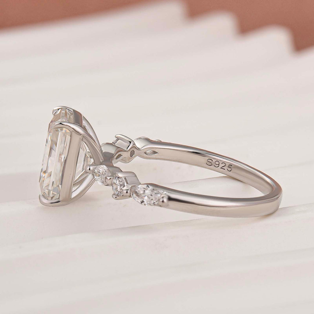 Moissanite 3.0Ct Radiant Cut Side Stone Everyday Wearable Ring For Women