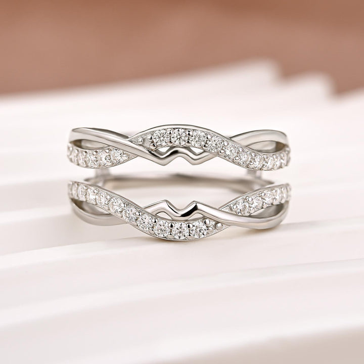 Moissanite 0.5Ct Round Cut Stackable Twisted Enhancer Band