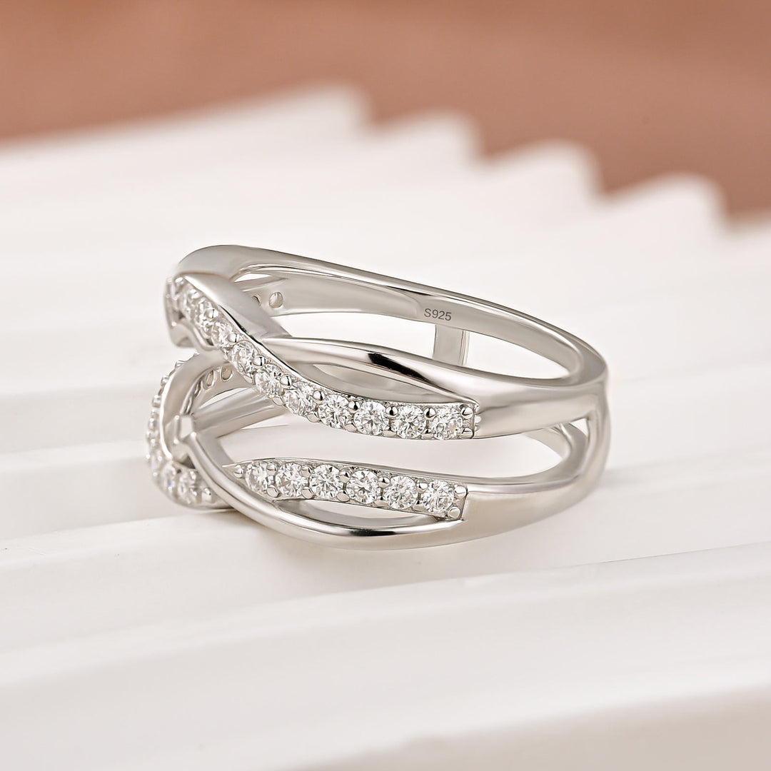 Moissanite 0.5Ct Round Cut Stackable Twisted Enhancer Band