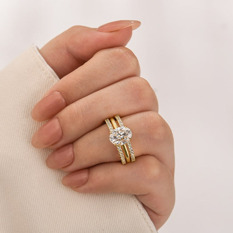 Rodiffy Moissanite 2.0 Ct Oval Cut Wedding Ring Set For Women