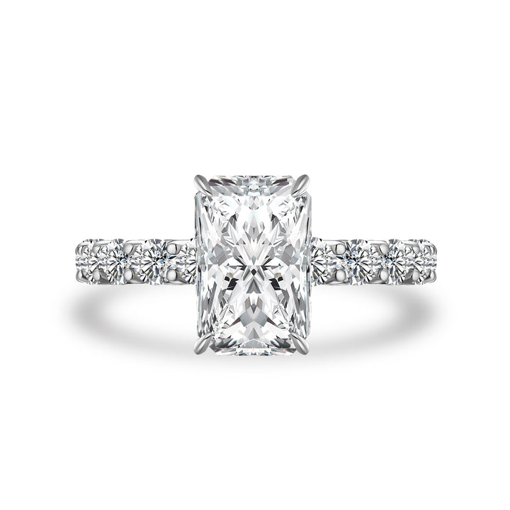 Moissanite 3.5 Ct Radiant Cut White Gold Engagement Ring For Women
