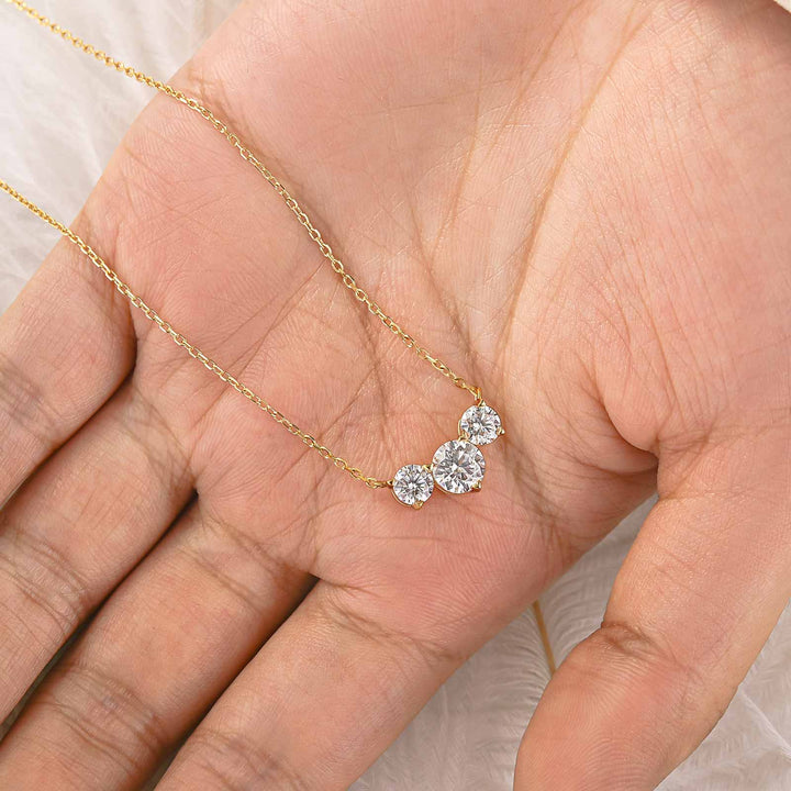 Moissanite 1.6Ct Round Three Stone Necklace In 925 Sterling Silver