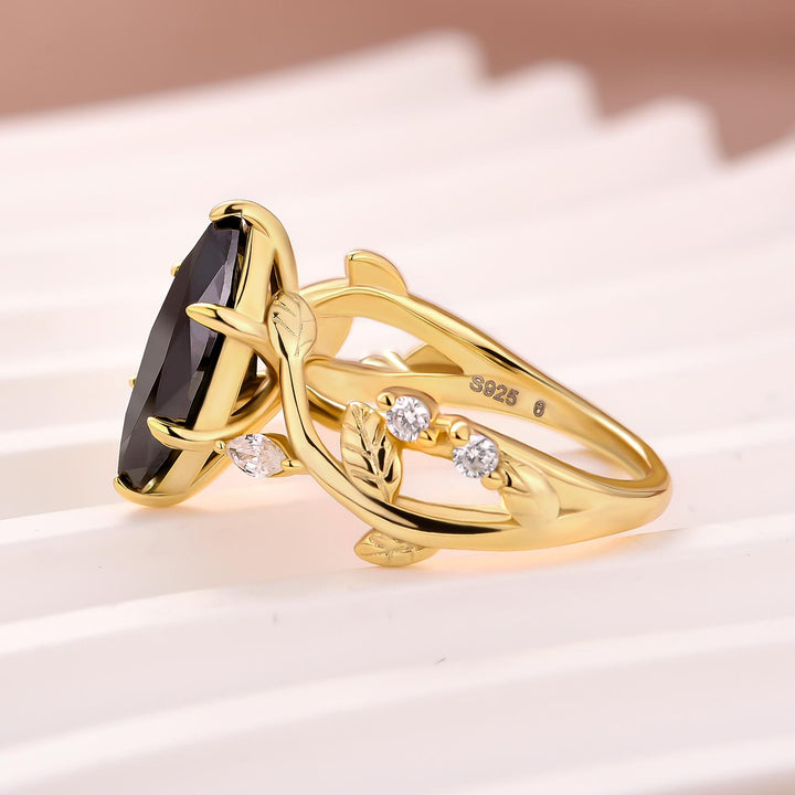 Moissanite 3.0Ct Black Marquise Vintage Nature-Inspired Promise Ring