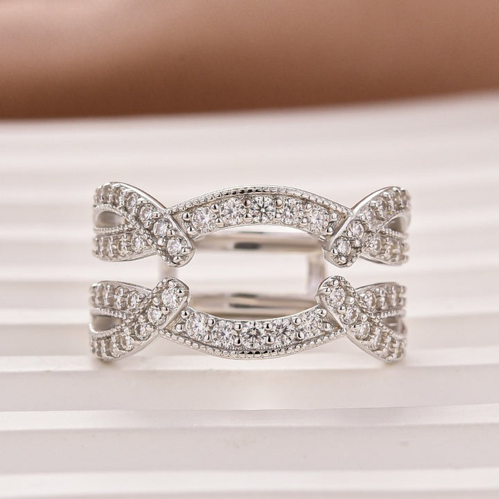 S925 Moissanite 1.0Ct Round Cut Jacket Wedding Band