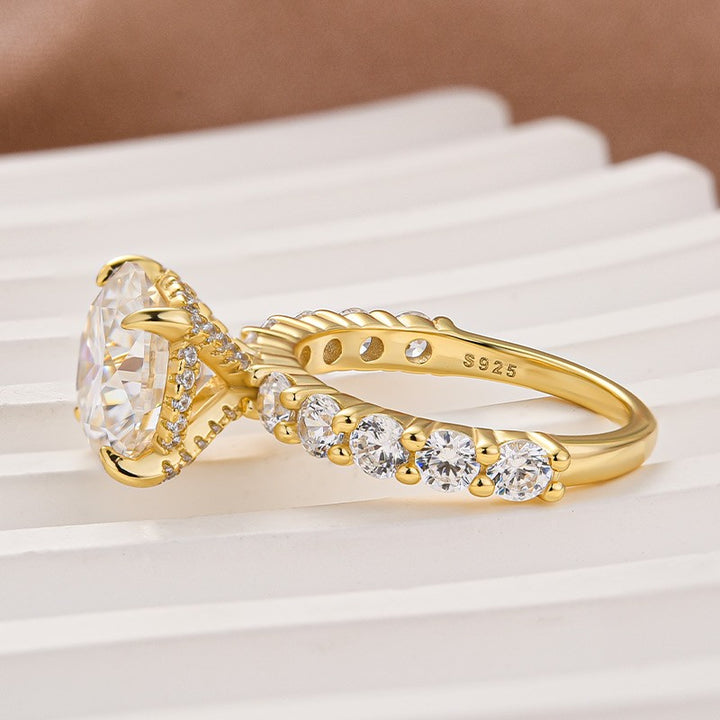 Rodiffy Moissanite 2.0Ct~4.0 Ct Round Yellow Gold Engagement Ring
