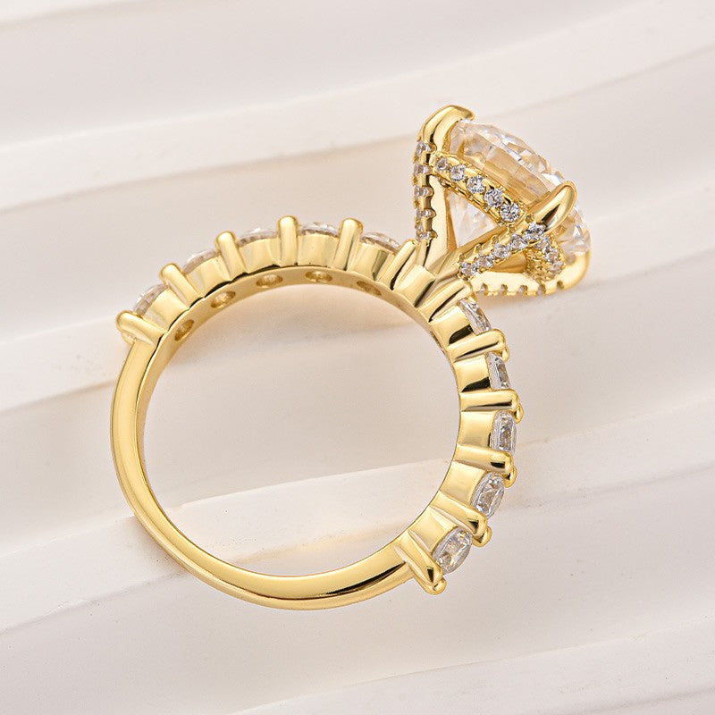 Rodiffy Moissanite 4.0 Ct Round Yellow Gold Engagement Ring